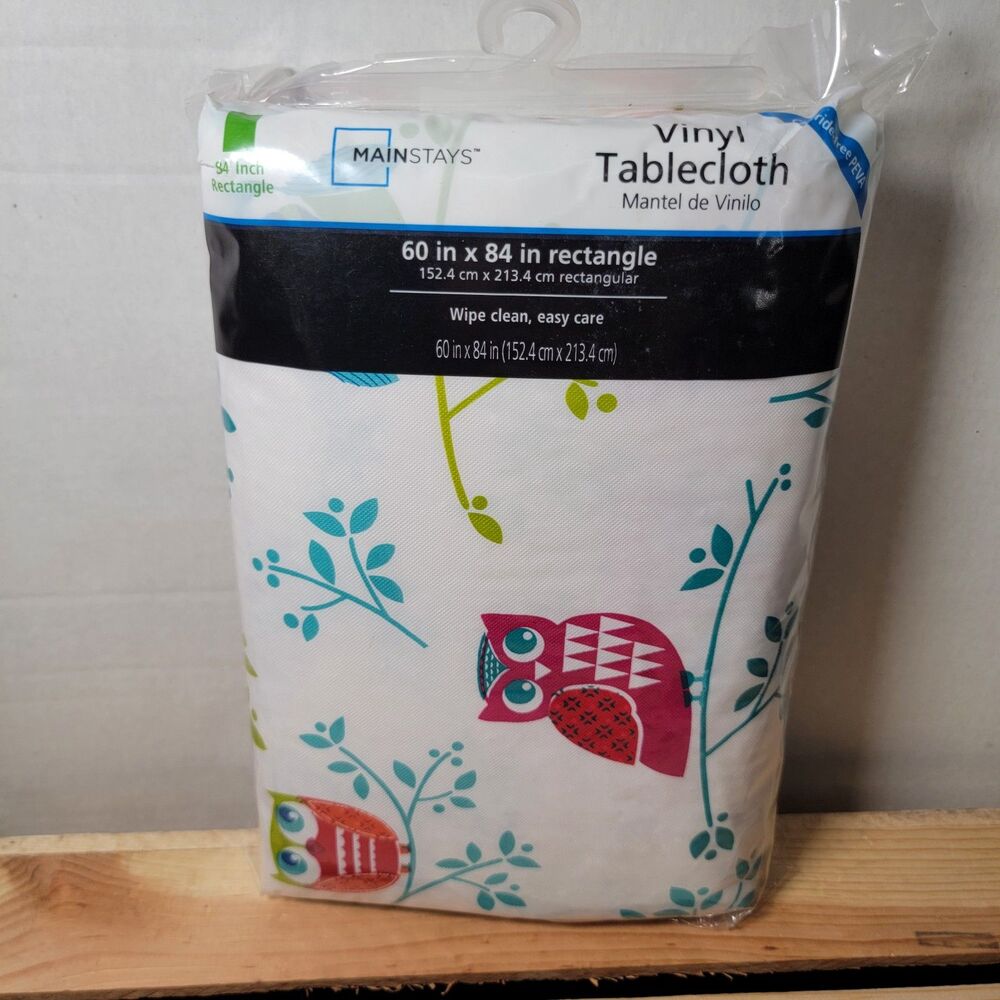 Mainstays Owl Vinyl Tablecloth - 60" X 84" Rectangle NEW